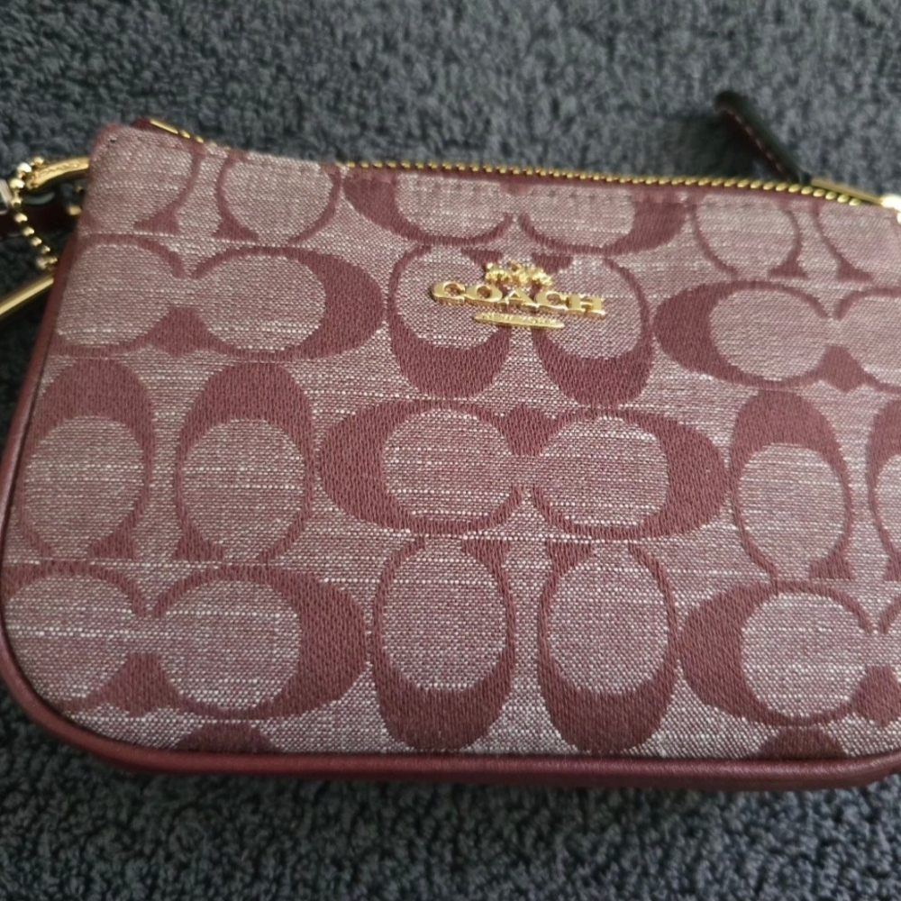NWOT COACH CR293 Mollie 25 Denim Chambray "WINE" Tote Bag & Nolita 15 Wristlet - Picture 8 of 11